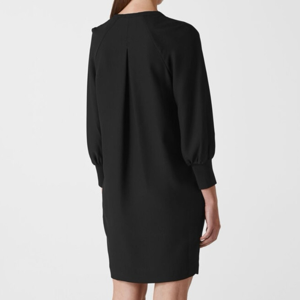 Whistles Zeta Ribbed Cuff Crepe Shift Dress Black Size 12 - Picture 2 of 15